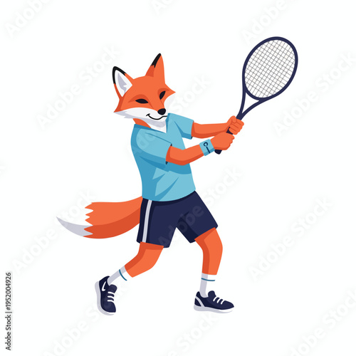 Fox playing tennis with racket