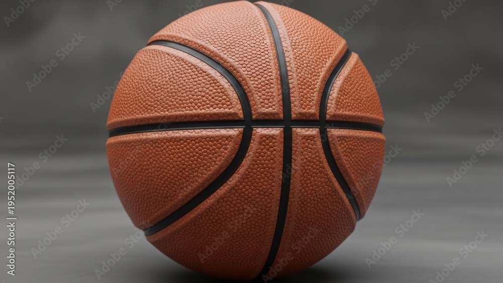 Fototapeta premium Basketball on a neutral background with a textured surface showcasing detailed design and material