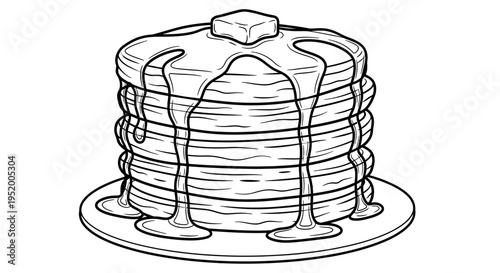 Stack of Pancakes with Butter and Syrup