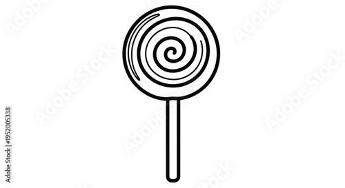 Swirl Lollipop Candy Black and White Vector Illustration