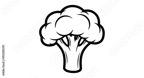 Broccoli icon graphic, simple line art illustration on white background