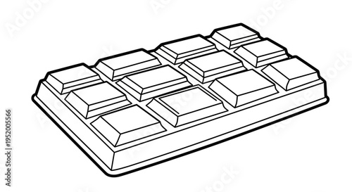 Outline drawing of a segmented chocolate bar with a simple background