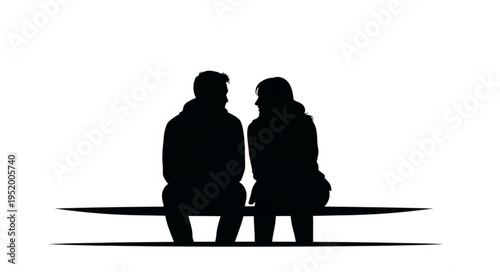 Silhouette of a couple sitting on a bench, lost in thought.