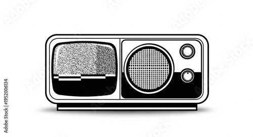 Vintage Television and Radio Combo Device with Static Screen.