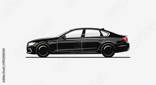 Sleek Black Sedan - A Modern Automotive Illustration.