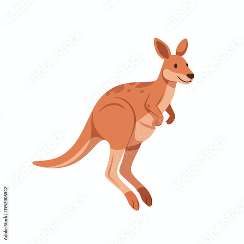 Cartoon kangaroo mid-leap, facing right with speckled fur