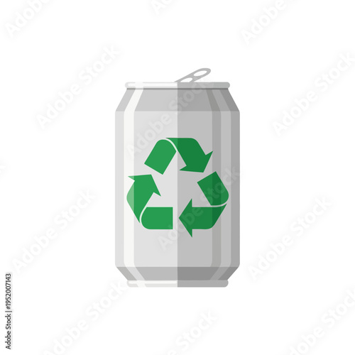 Eco-friendly aluminum drink can icon featuring a bold green recycling symbol, emphasizing sustainable practices and waste reduction initiatives