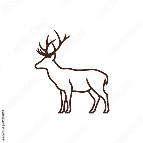 Elegant outline illustration of a majestic stag with impressive antlers, a symbol of nature's grandeur and wilderness