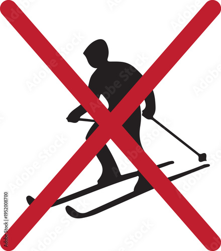 Skiing Prohibited Sign - No Skiing Symbol