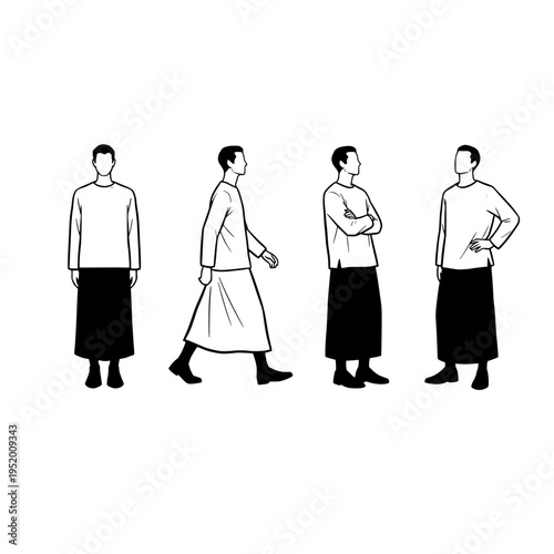 four men in different poses vector illustration