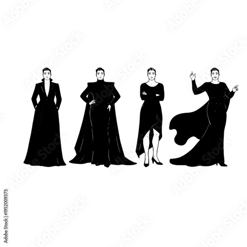 Elegant people in formal wear vector illustration