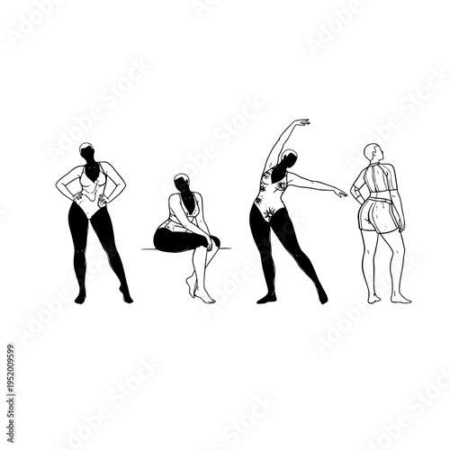 four women in different poses vector illustration