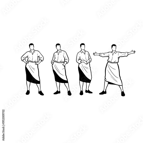 waiter poses vector illustration