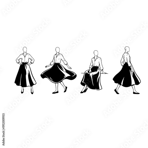 woman in four poses vector illustration