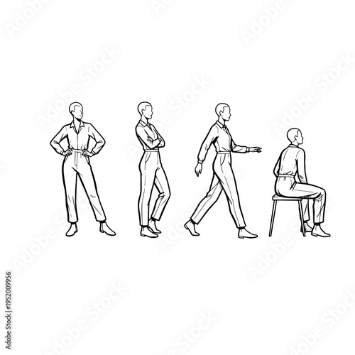 man in different poses vector illustration