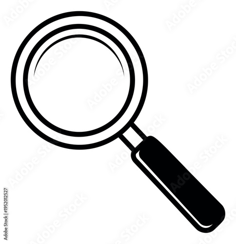 Simple line art illustration of a magnifying glass depicting search and discovery for web design