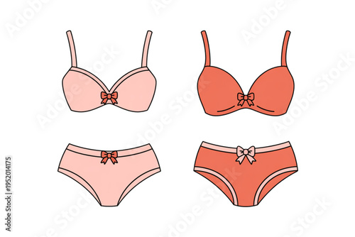 A set of colorful lingerie icons on transparent background