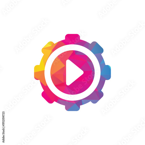 Gear Media Logo. Abstract Vector Gear Media Technology Icon.