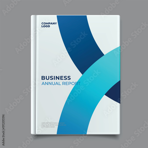 Business Annual Report Book Cover Template with Blue Design