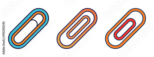 Colorful paper clips stationery office supplies clip art set for organization and school work