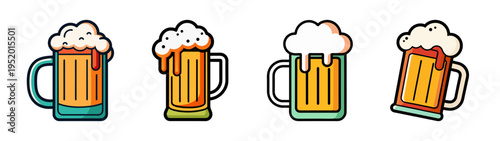 Beer mugs collection vector illustration perfect for brewery pub or bar branding and design needs