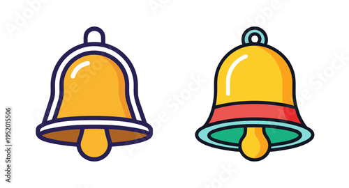 Cartoon golden bell vector illustration drawing of notification bells ringing and service bell design for graphics