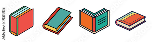 Collection of colorful books illustration for education and reading concept design vector graphic