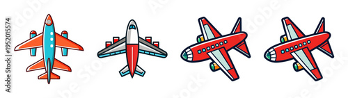 Explore different types of aircrafts and airplanes vector illustration for travel and aviation 