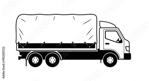 Illustration of a Covered Truck for Transporting Goods.