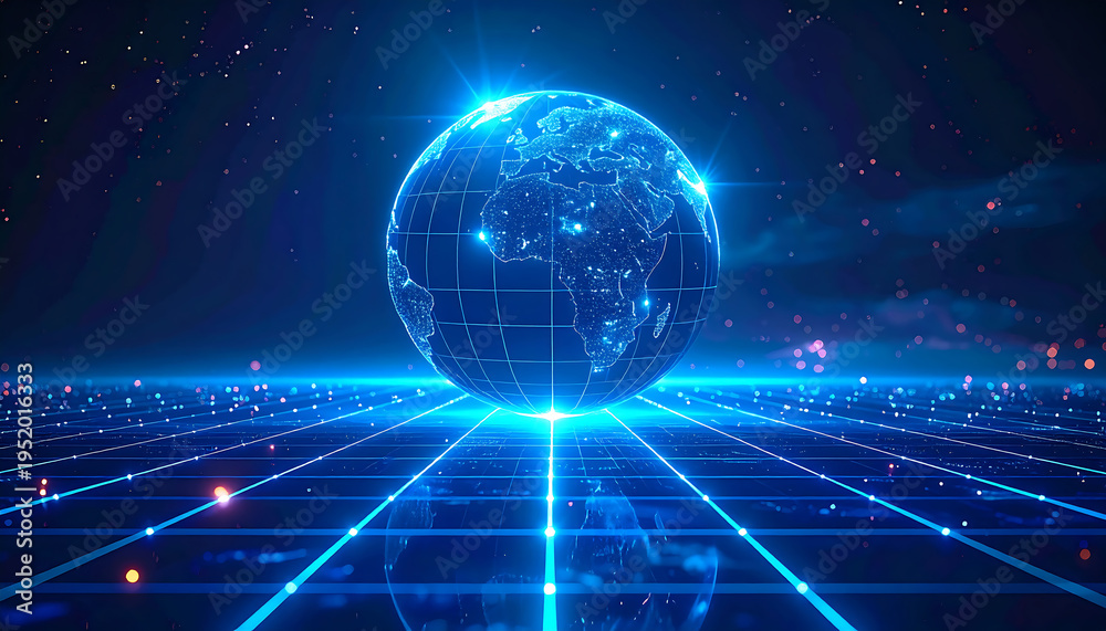 Fototapeta premium Digital Global Network with Data Connections