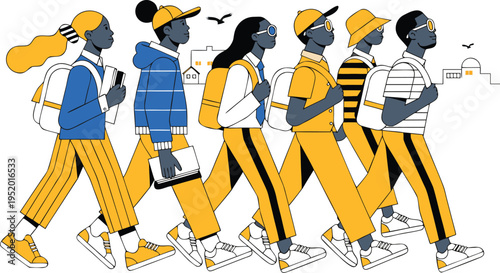 Cuadro en lienzo South african youth day memorial of diverse young people walking