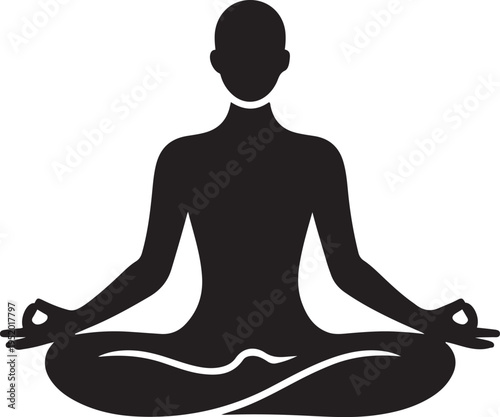 Yoga. lotus position silhouette. Vector shape. icon drawing vector
