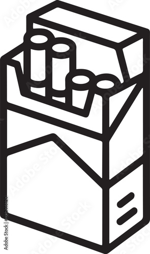Cigarette pack icon vector flat style illustration. black drawing vector