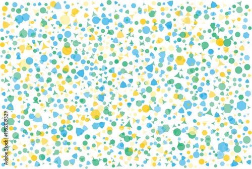 Colorful Scattered Geometric Shapes Pattern on White Background