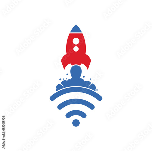 Wifi Rocket vector logo design. Wifi signal symbol and rocket design vector.