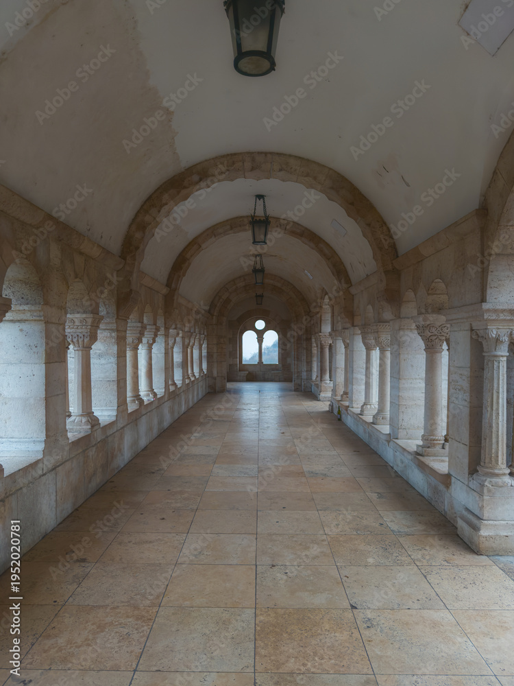 Obraz premium Historic Stone Corridor In Fishermans Bastion