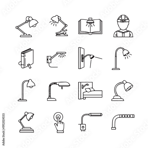 Collection of Desk Lamps Reading Lamps and Bedside Lights Icons