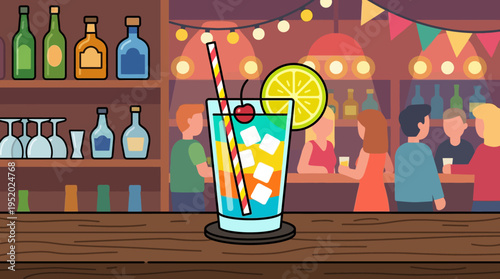 Colorful Cocktail Drink with Straw 1.