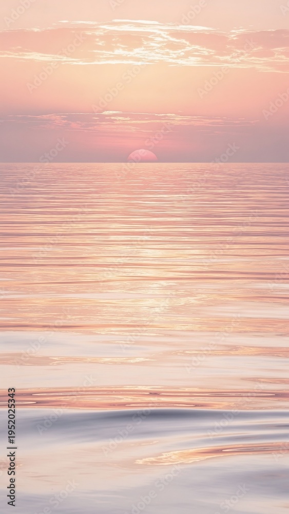 Obraz premium Beautiful soft pink sunset reflecting on calm ocean waves