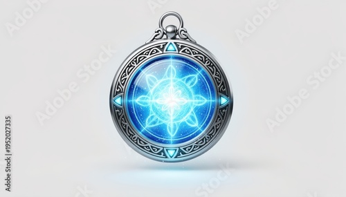 Ancient Charm: A captivating pendant with intricate silver detailing and a mesmerizing blue energy core, evoking mystery and timeless allure.