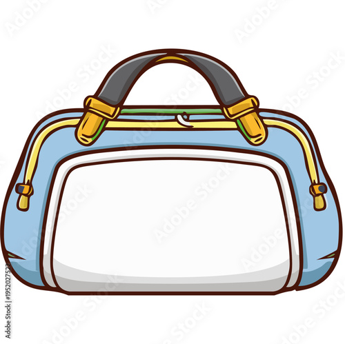 Fashionable light blue duffel bag with yellow and black accents, perfect for travel or gym workouts