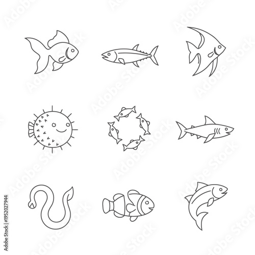 An assortment of household tools, including a hammer, screwdriver, wrench, scissors, tape measure, utility knife, broom, dustpan, and pliers, presented in a clean, minimalist line art style