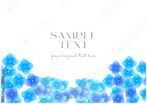 青い紫陽花のフレーム背景　下部あしらい