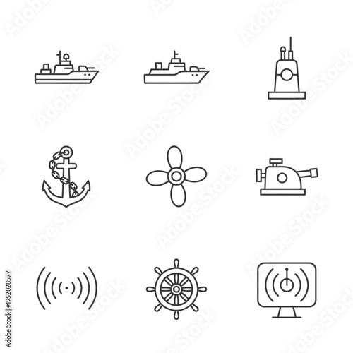 Collection of Nautical and Maritime Icons for Design Projects.
