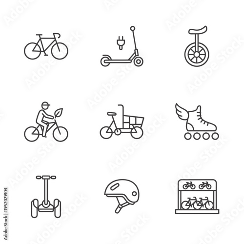 Collection of Personal Transportation and Safety Icons.
