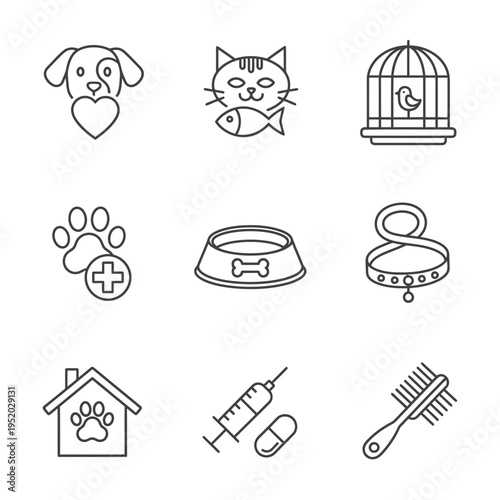 Collection of Pet Care and Veterinary Icons.