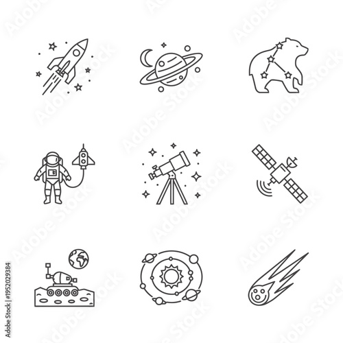 Collection of Space Exploration and Astronomy Icons.