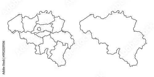 Belgium map with province borders and simple outline map. Clean geographic design isolated on white.