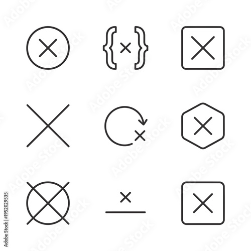 Collection of Various Cross and X Mark Icons.