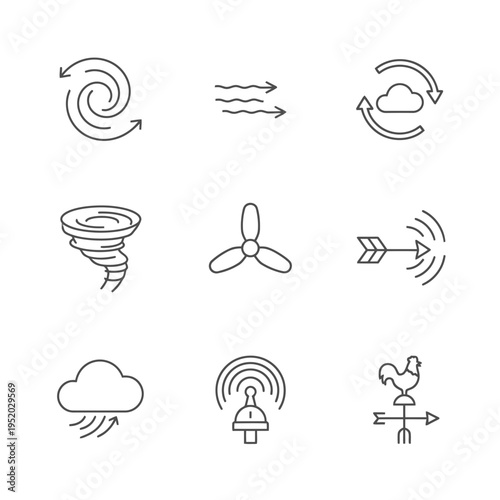 Collection of Weather and Airflow Related Icons.